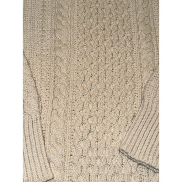 J.Crew Sweater S Ivory Cable Knit Fisherman Chunky Wool Cotton Coastal Chic - Picture 6 of 12